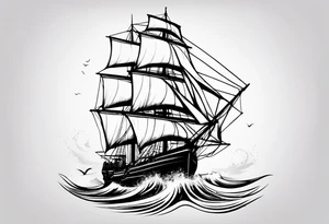 voilier avec phare marin imbriqué dans une voile. tattoo idea