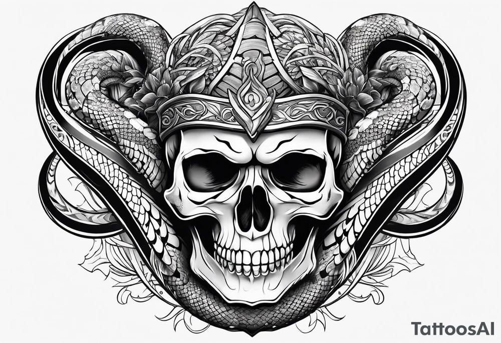 Skull and snake tattoo idea