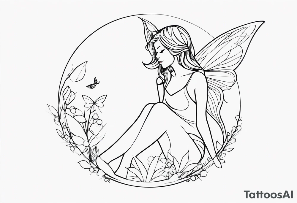 Minimal Fairy line tattoo idea