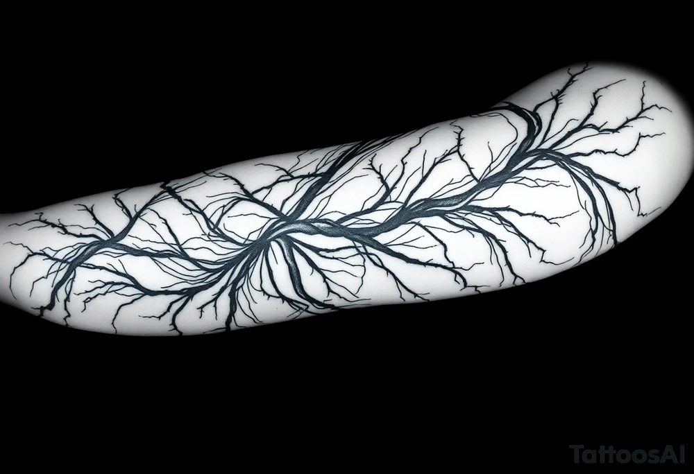 Lines that run across the veins, creating almost wound-like feel and is abstract linear. Almost paintbrush effects too. tattoo idea
