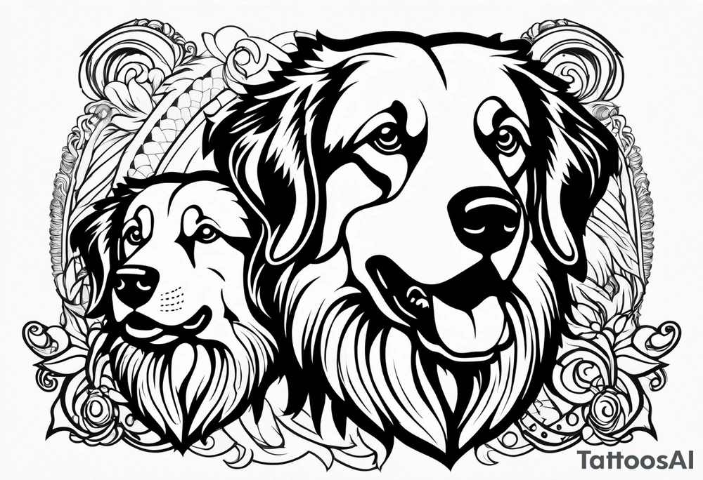 Golden retriever and border collie tattoo idea