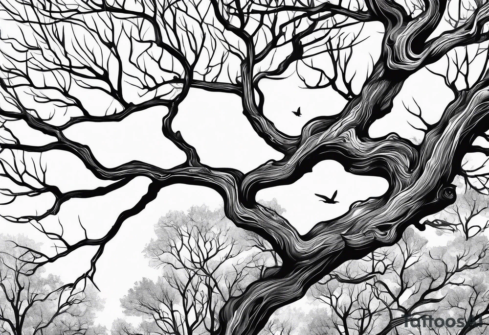Left side tree branches tattoo idea