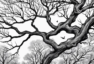 Left side tree branches tattoo idea
