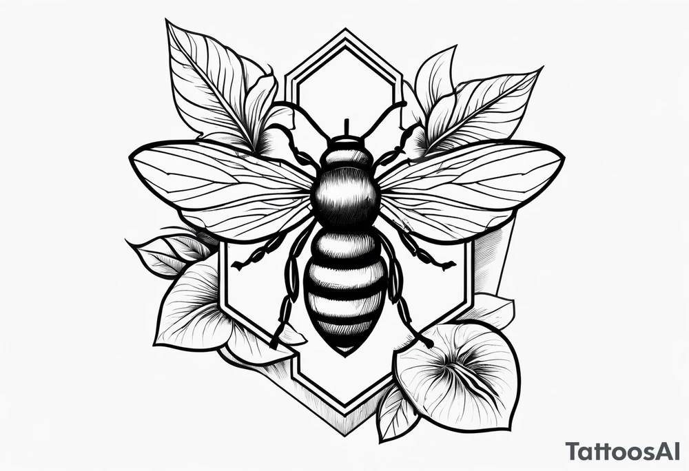 hawaiian flower and bee tattoo idea