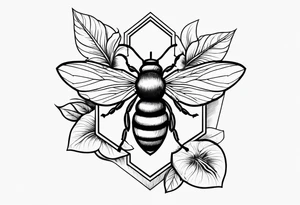 hawaiian flower and bee tattoo idea