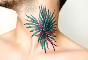 large palm leaves twisted side neck tattoo tattoo idea