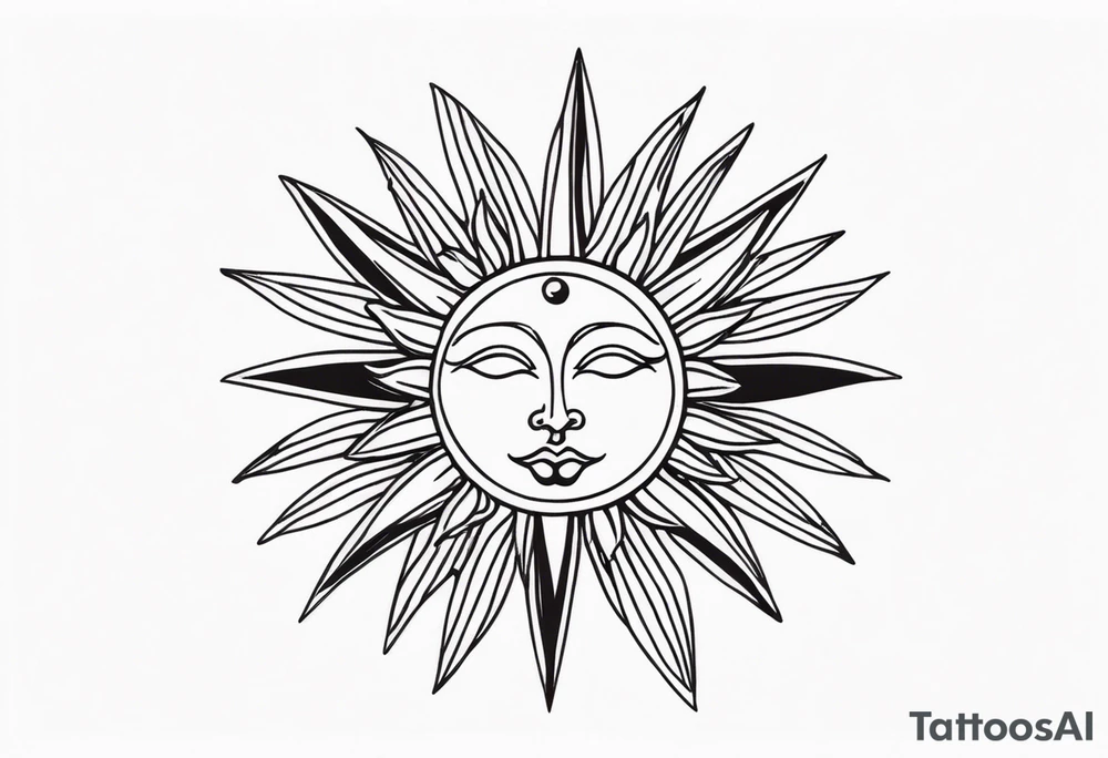 simplistic sun made of black dots tattoo idea
