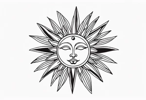 simplistic sun made of black dots tattoo idea