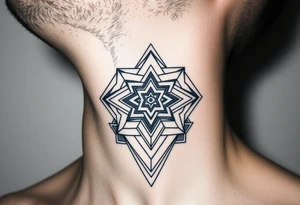 wide geometric throat tattoo with multiple layers tattoo idea