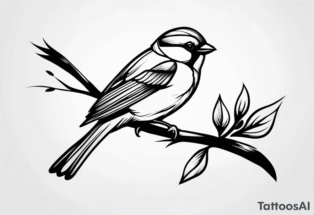 a tree branch and sparrow tattoo idea