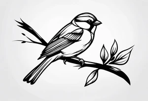 a tree branch and sparrow tattoo idea