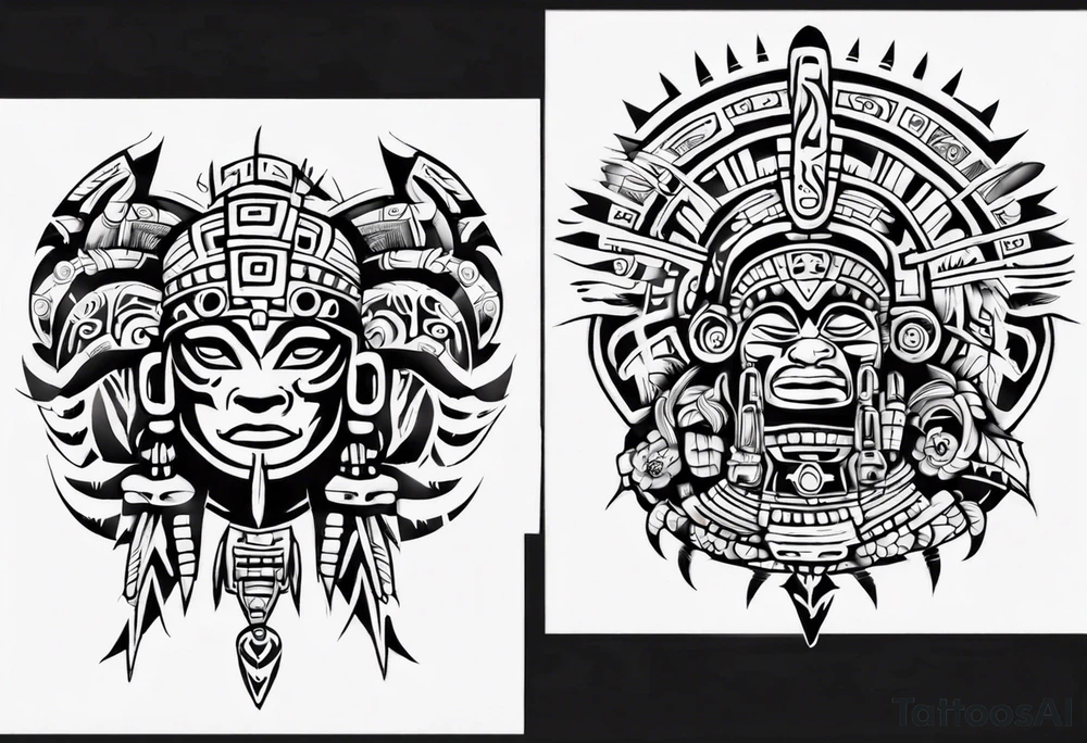 Mayan back pieces tattoo idea
