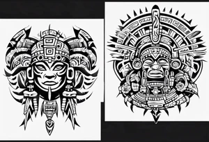 Mayan back pieces tattoo idea