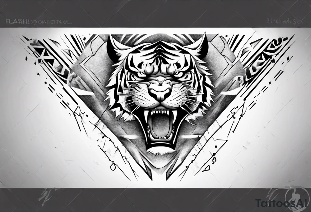 Tiger Warrior sleeve tattoo with lightning and the sun
Forearm sleeve tattoo idea