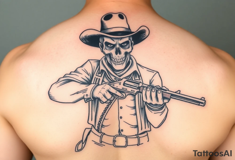 Undead cowboy with 30-30 rifle tattoo idea