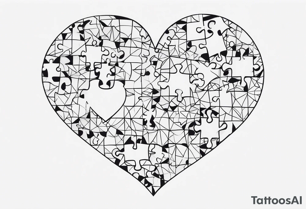 Puzzle pieces, a heart shape tattoo idea