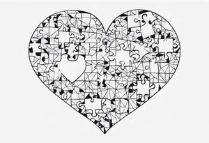 Puzzle pieces, a heart shape tattoo idea