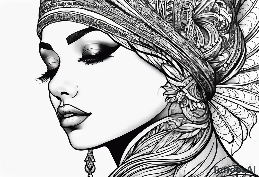 Christian woman side view tattoo idea
