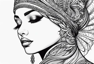 Christian woman side view tattoo idea
