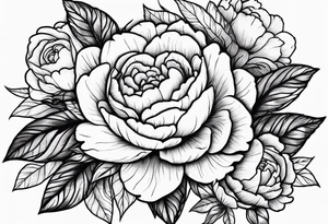 Peonies leaves roses evil eye moon stars triangles tattoo idea