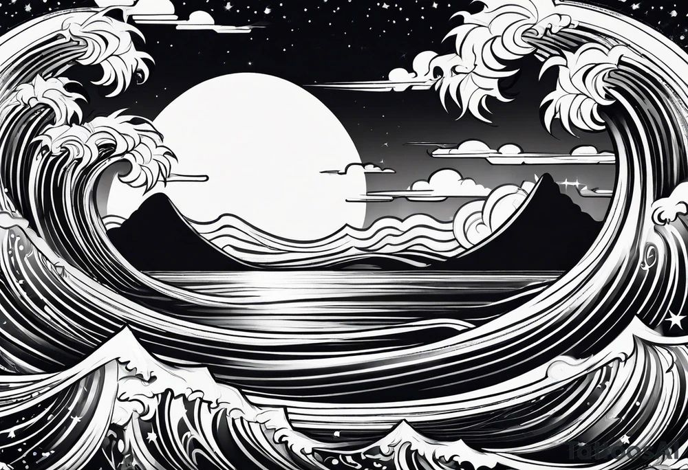 Sun and waves tattoo idea