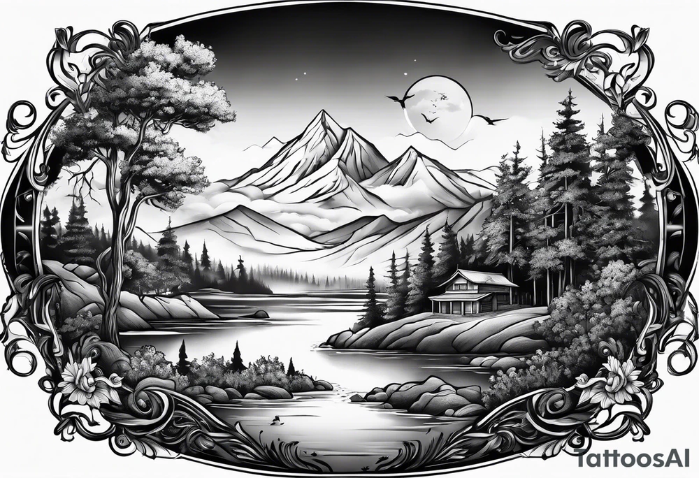 romantic scenery tattoo idea