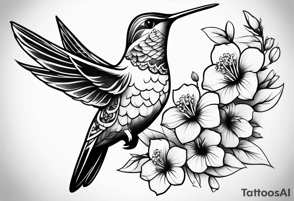 one hummingbird w/ dogwood flowers tattoo idea