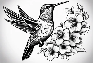 one hummingbird w/ dogwood flowers tattoo idea