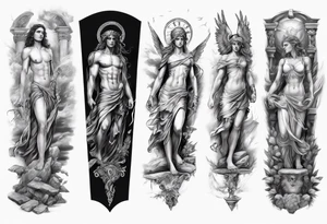 greek mythology
many details
full arm sleeve
realistic pictures tattoo idea