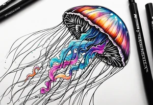 Colourful Jellyfish tattoo idea