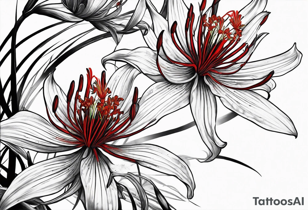 Red Spider Lily, Black Dragon tattoo idea