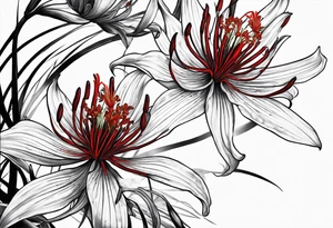 Red Spider Lily, Black Dragon tattoo idea
