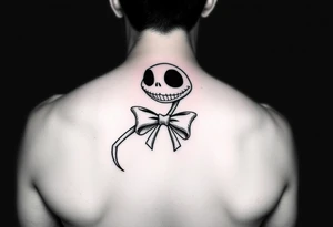 Female oogie woogie from nightmare before Christmas with a bow simple linework only tattoo idea