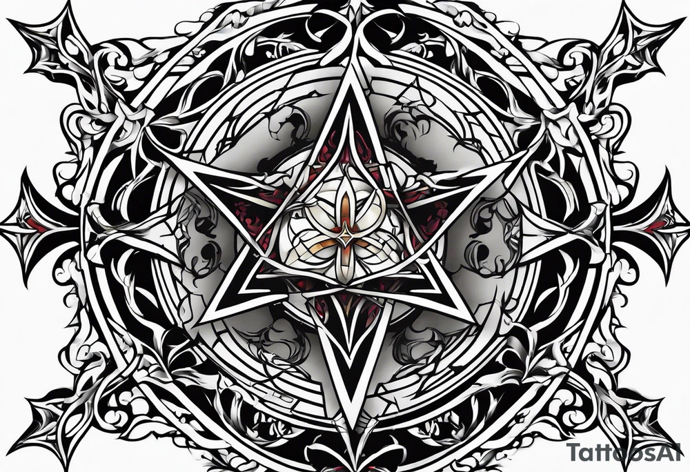 pentagram upsidedown cross tattoo idea