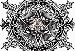 pentagram upsidedown cross tattoo idea