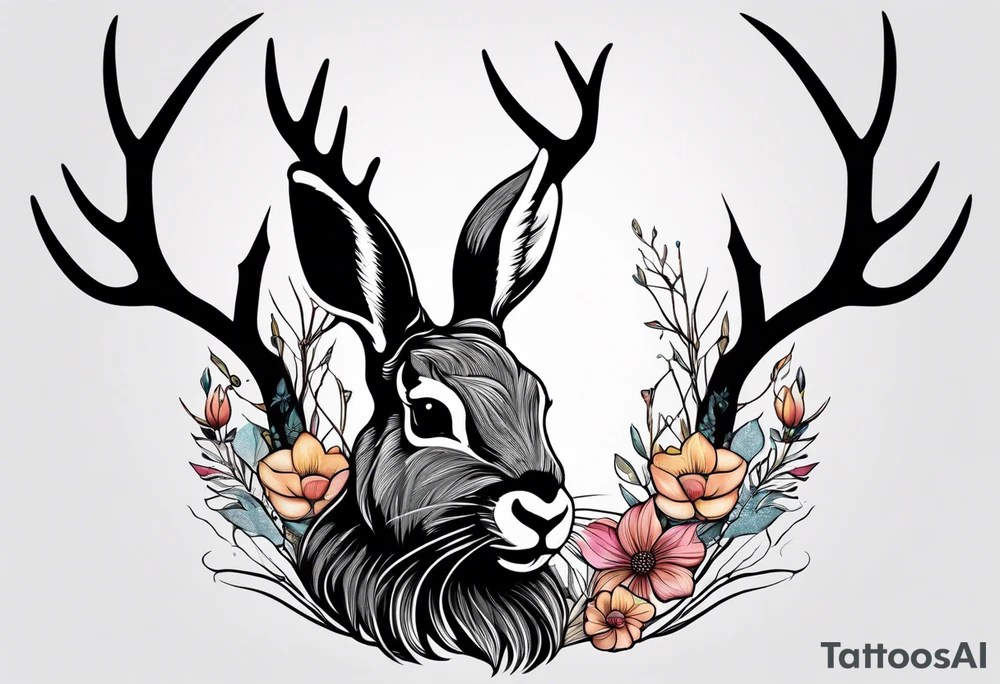 jackalope  silhouette portrait tattoo idea