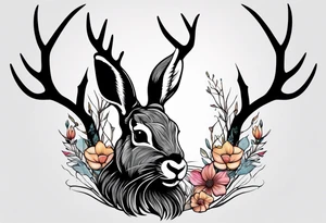 jackalope  silhouette portrait tattoo idea
