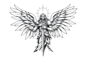 Holy Archangel, Biblical, Christianity, Heavenly Army, Hebrew, Guards of Christianity, Holding a sword, having six wings, seraphim tattoo idea