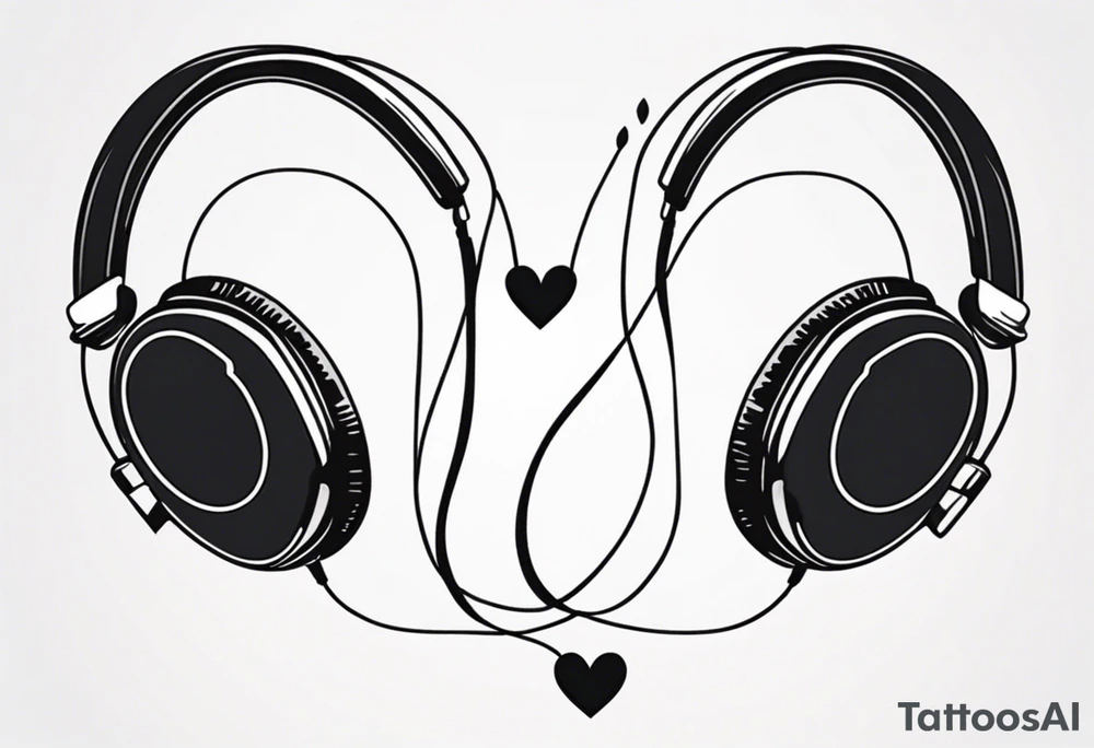 Headphones with L and R on a heart tattoo idea