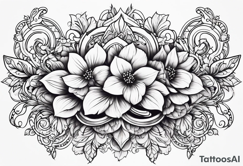 ornaments of flowers tattoo idea