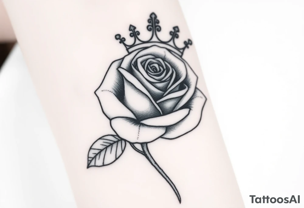 A rose with a large crown on-top of it tattoo idea