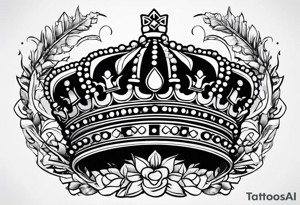 A crown with lettering underneath that says "Dynasties of the Crown" tattoo idea