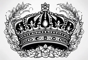 A crown with lettering underneath that says "Dynasties of the Crown" tattoo idea
