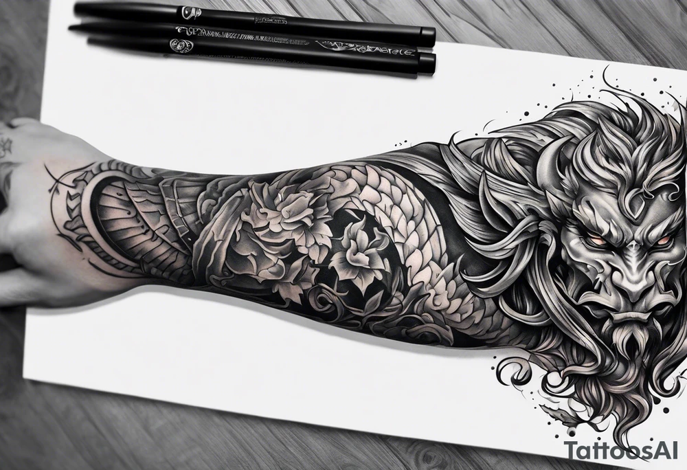 Demon forearm tattoo idea