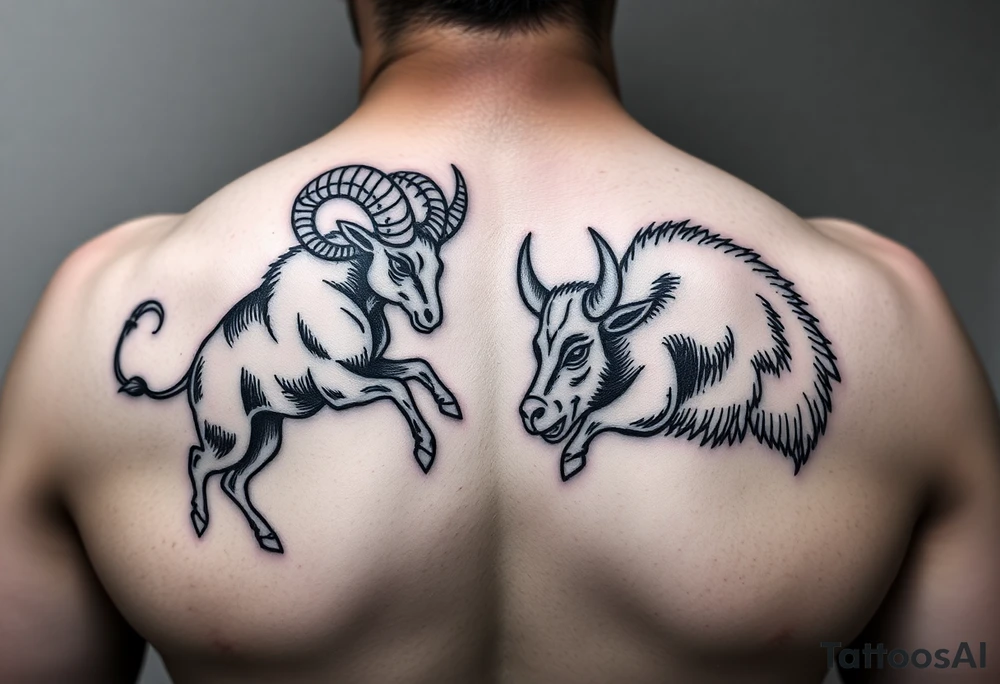 ram and a bull fighting tattoo idea