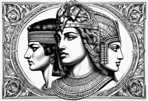 Alexander the Great & Cleopatra back to back just the head tattoo idea