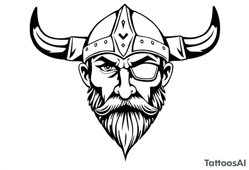 Vikings face. He got bread, helmet and eyepad on his left eye. tattoo idea