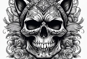 Skull with wolf tattoo idea