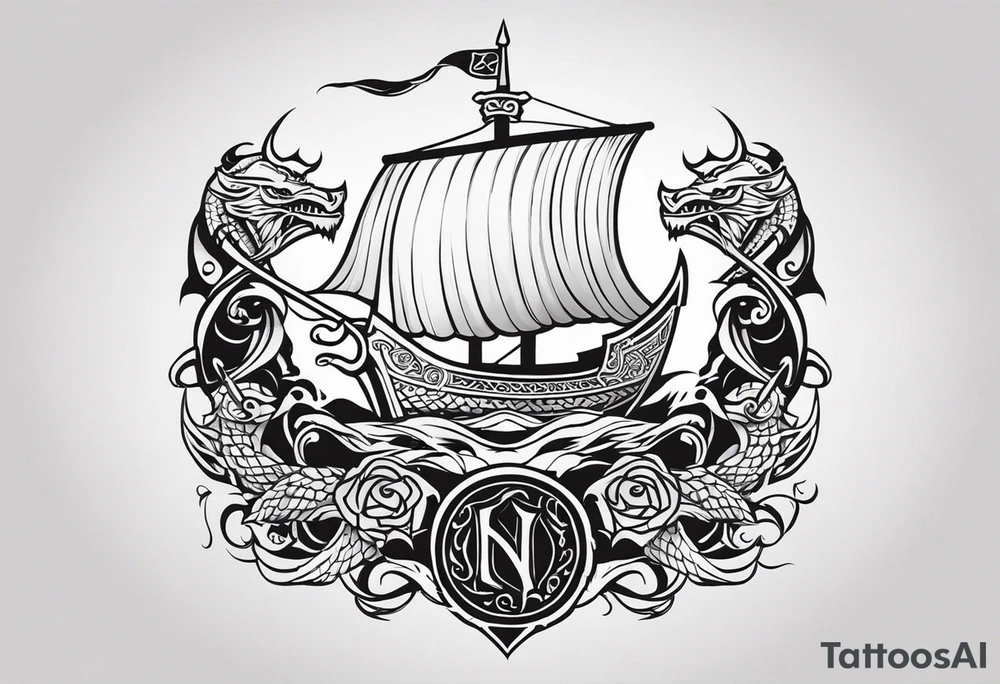 Valhalla sword shield viking ship dragon head tattoo idea Valhalla sword shield viking ship dragon head tattoo idea