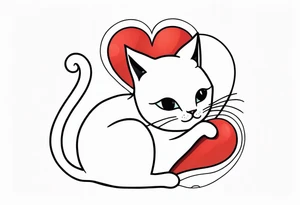Cat hugging a heart full body tattoo idea